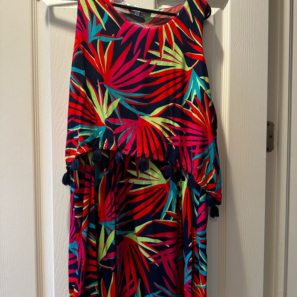 Escapada Red and Yellow Leaf Print Dress